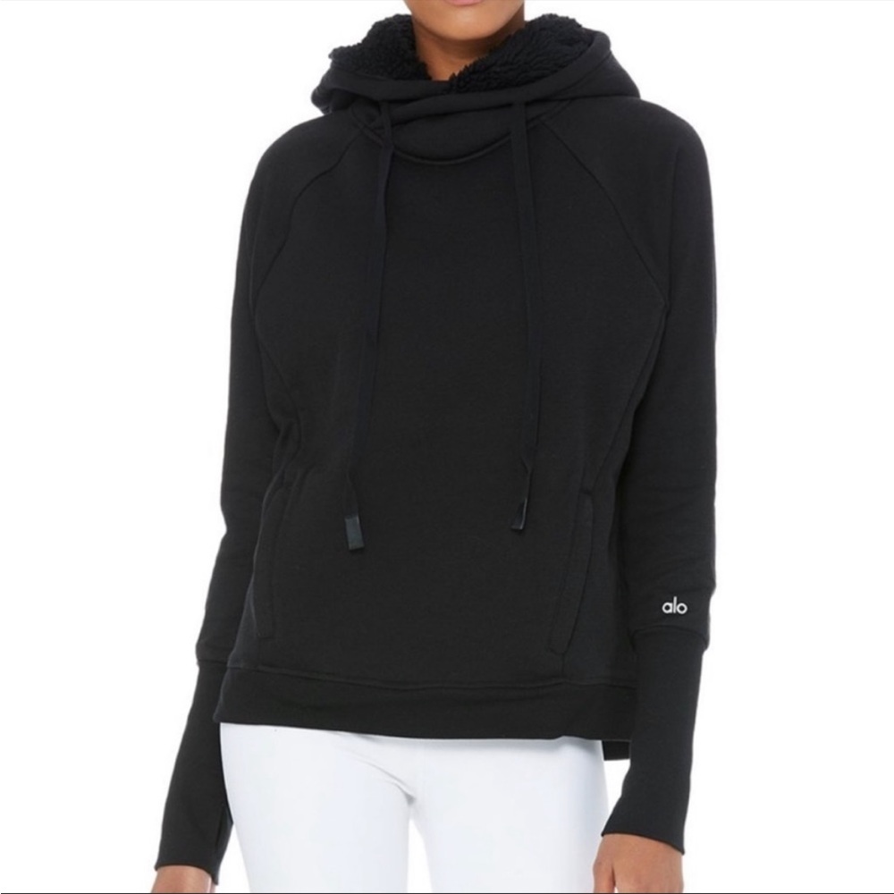 Alo black sherpa lined frost hoodie